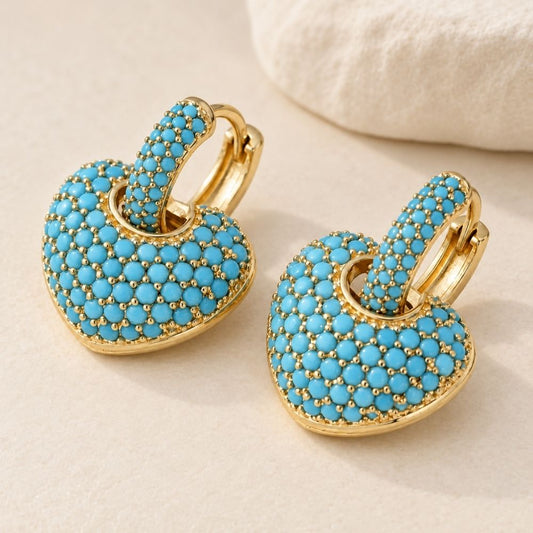 Turquoise Heart Lock Earrings