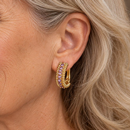 Vintage Amethyst Gold Earrings