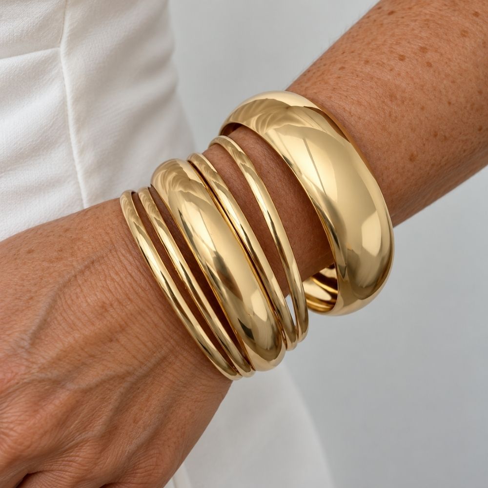 Vintage Golden Bangle Bracelet Set
