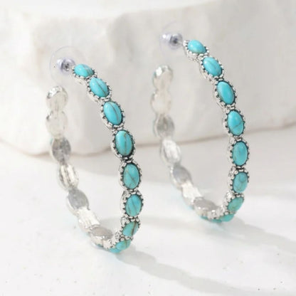 Vintage Bohemian Turquoise Circle Earrings