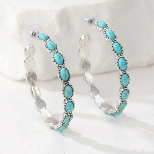 Vintage Bohemian Turquoise Circle Earrings