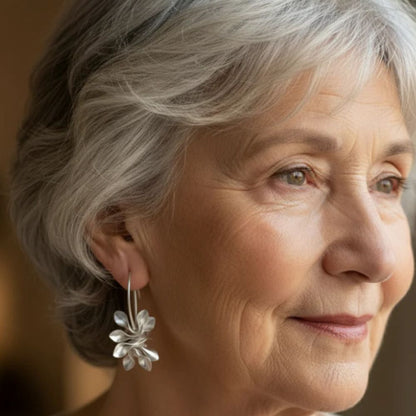 Vintage Irregular Blossom Silver Earrings