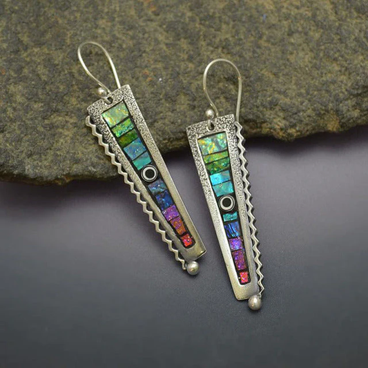 Vintage Colorful Saw Earrings