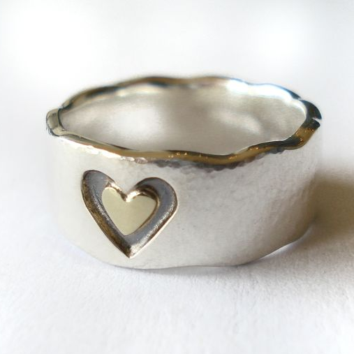 Vintage Double Heart Ring in Silver