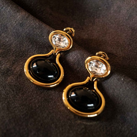 Vintage Black Golden Earrings