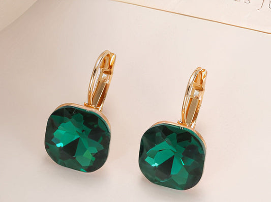 Vintage Green Stone Cubis Earrings