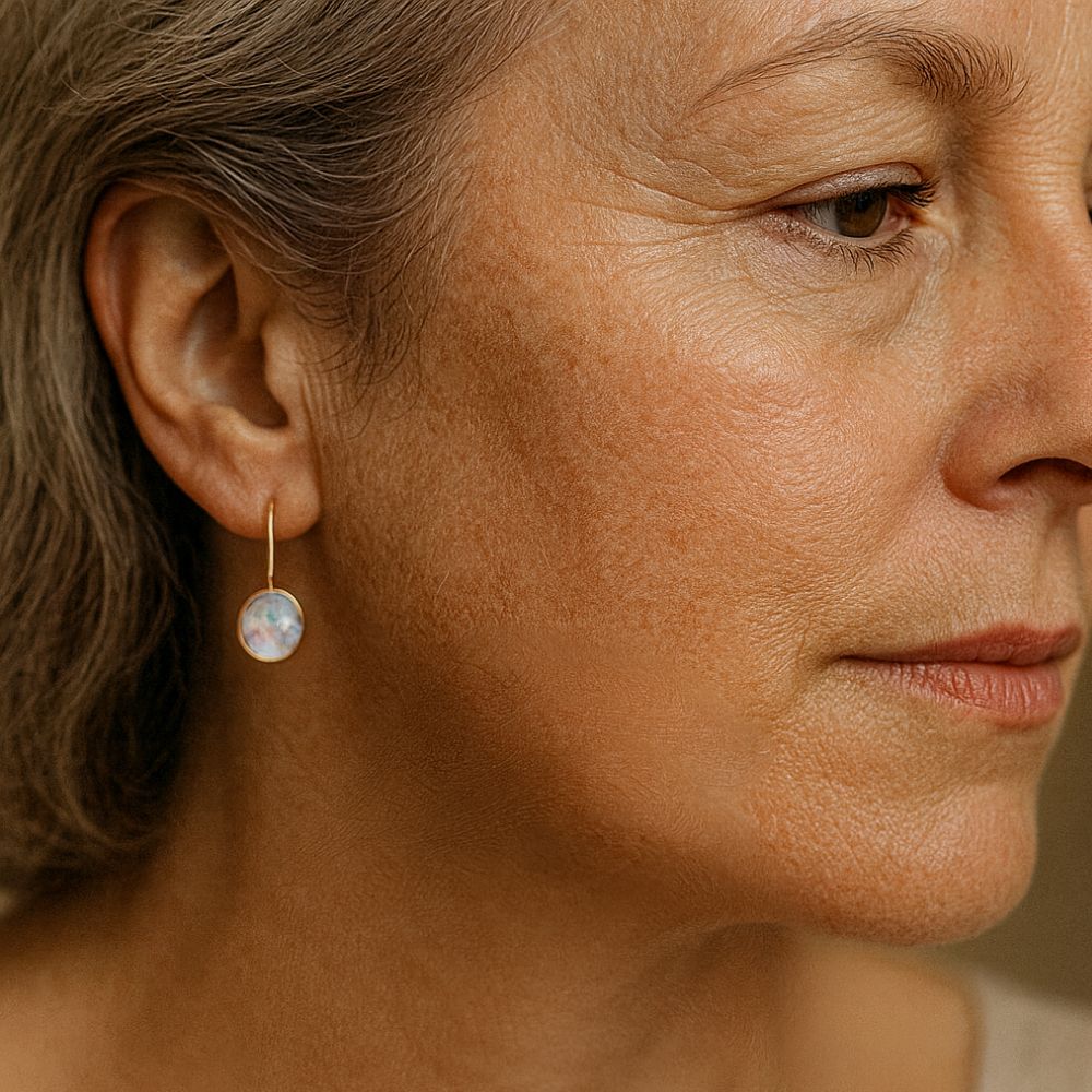 Vintage Opal Stone Gold Earrings