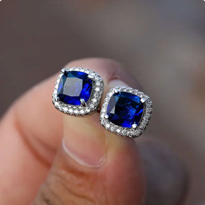 Sapphire Square Stud Earrings