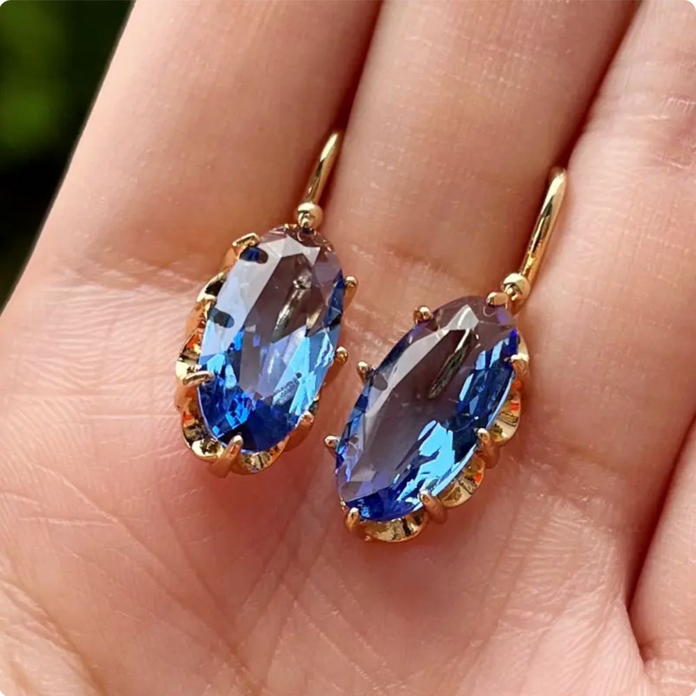 Golden Blue Bloom Earrings