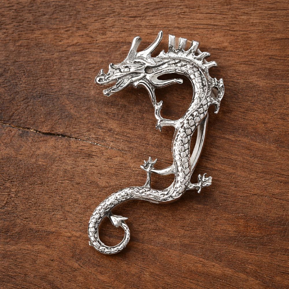 Charm - Silver Dragon Earrings