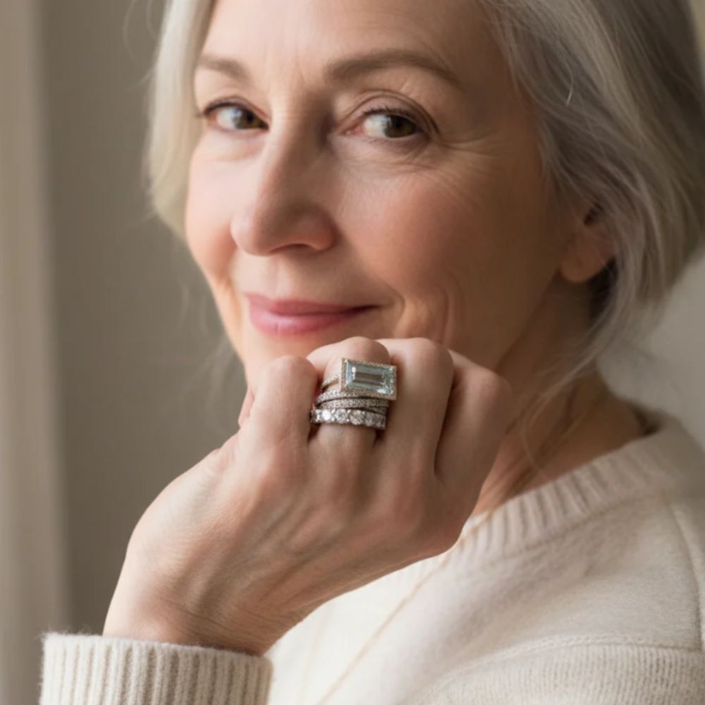 Vintage Silver Turquoise Glass Ring Set