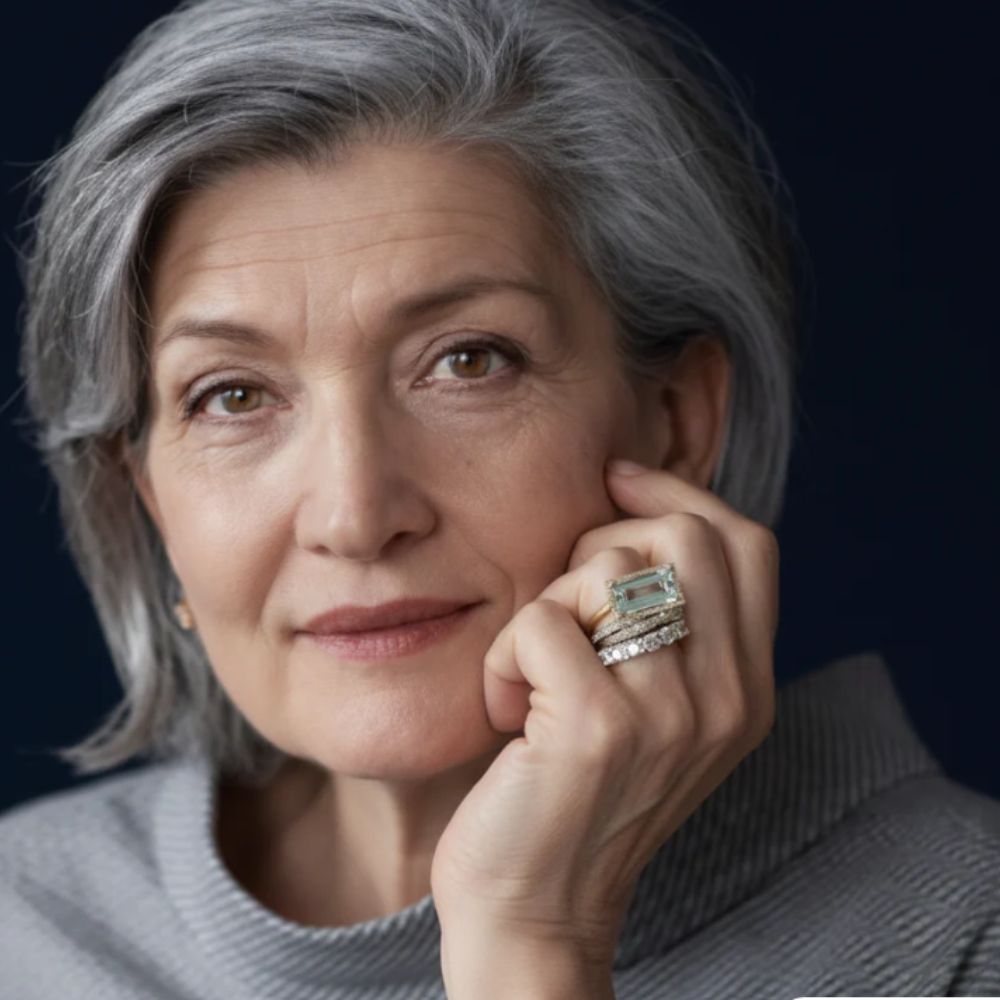 Vintage Silver Turquoise Glass Ring Set